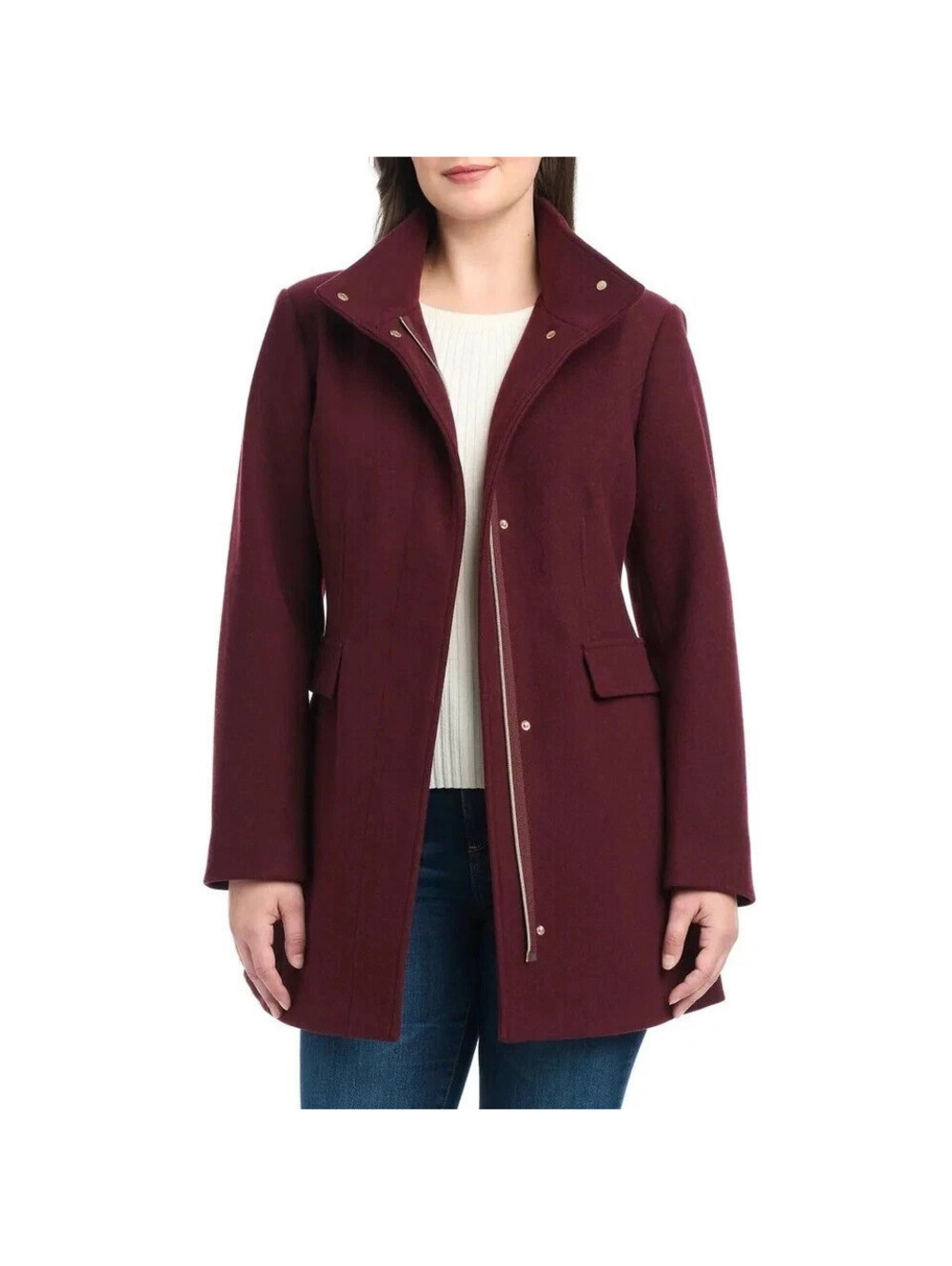 Vince Camuto Women's Size L Dark Red Long Pea Coat JCK191